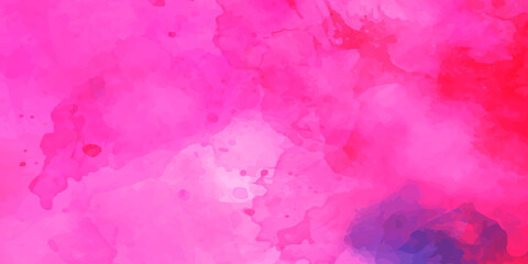 Pink watercolor ombre leaks and splashes texture on white watercolor paper background. Paint leaks and ombre effects. Hand painted abstract image.