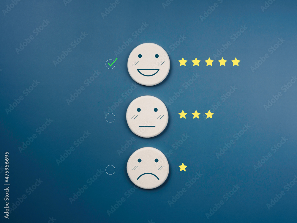 Poster customer service evaluation, feedback, client experience, and satisfaction survey concepts. checkmar