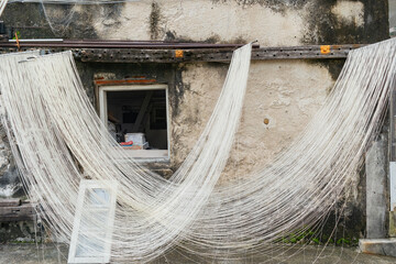 Close up shot of traditional Vermicelli drying outside