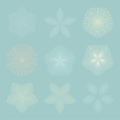 snowflakes geometric lines vector illustration set