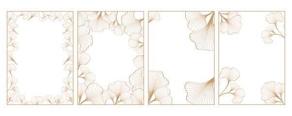 ginkgo leaf frame vector design illustration with paper size as greeting and frame requirement design