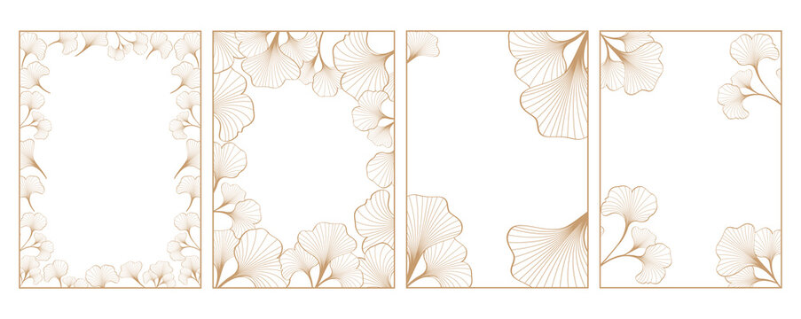 ginkgo leaf frame vector design illustration with paper size as greeting and frame requirement design