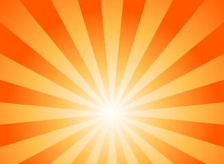 Sunlight rays horizontal background. Bright yellow color burst background.