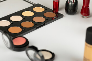 Make up products and accessories close up