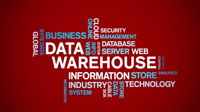 4k Data Warehouse Animated Tag Word Cloud;Text Design big data Animation typography seamless loop.