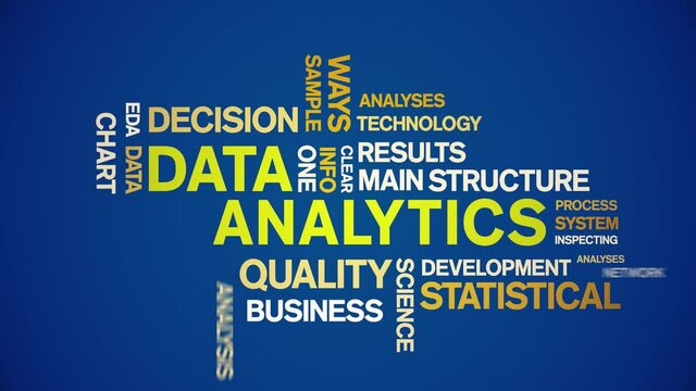 4k Data Analytics Animated Tag Word Cloud;Text Design big data Animation typography seamless loop.