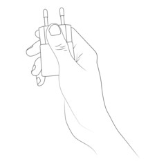 Mobile charger in hand vector illustration.