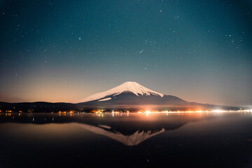Mt.fuji at night  lake 富士山　山中湖