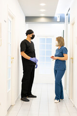 Male and female doctors in hospital , quality photo 