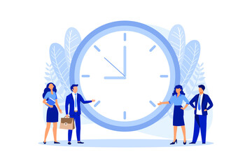 alarm clock rings on white background, concept of work time management, quick reaction awakening vector flat modern design illustration