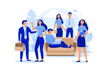 illustration of communication via the Internet, social networking,chat, video,news,messages,web site, search friends, mobile web graphics vector flat modern design illustration