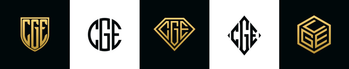 Initial letters CGE logo designs Bundle