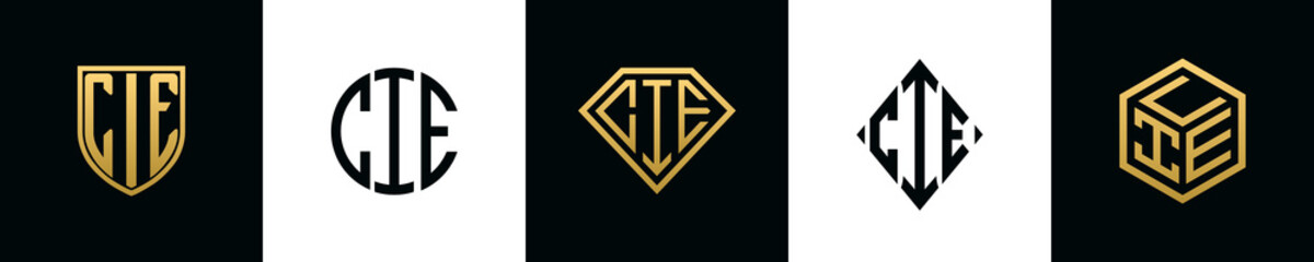 Initial letters CIE logo designs Bundle - obrazy, fototapety, plakaty