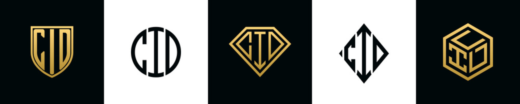 Initial letters CID logo designs Bundle