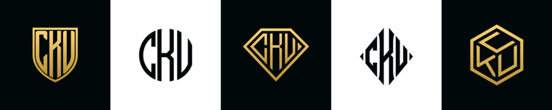 Initial letters CKU logo designs Bundle