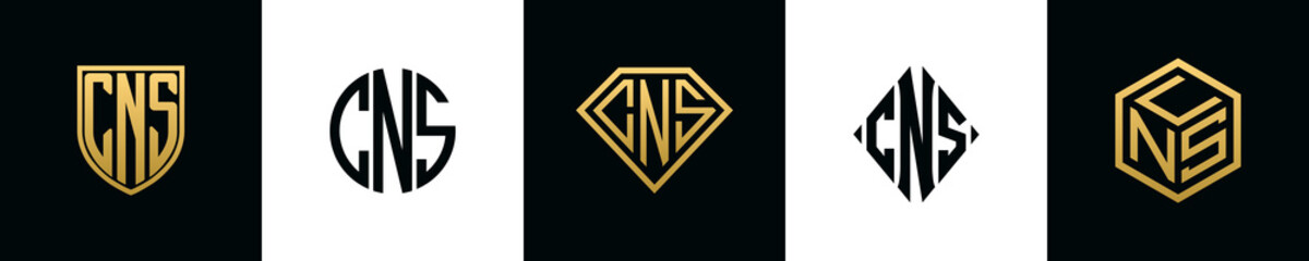 Initial letters CNS logo designs Bundle