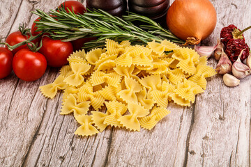 Raw Italian farfalle pasta for cooking
