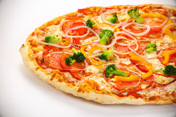 Vegetarian pizza with vegetables and cheese