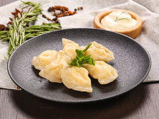 Varenyky dumplings with mashed potato