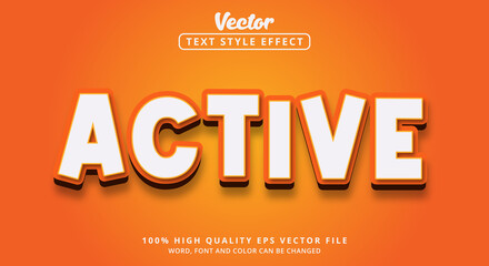 Editable text effect, Active text with orange color style