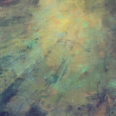 Fototapeta premium 油絵抽象アート背景・正方形バナー）紺から黄色へのグラデーション 太陽や月のイメージ 降り注ぐ光