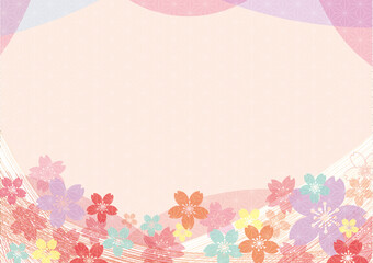 桜のカラフル和風背景素材