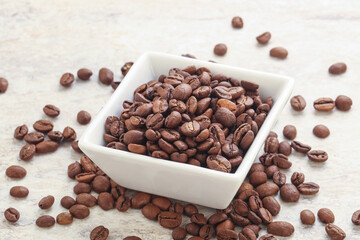 Roasted coffee bean in the bowl