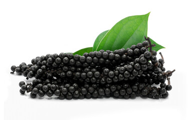 Set of Black peppercorn isolated on white background
