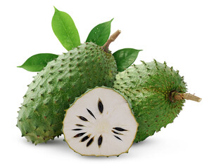 Soursop or custard apple fuite isolated on white background