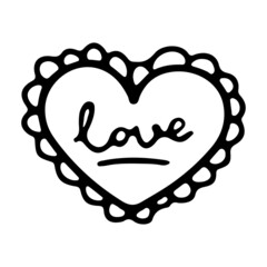 Valentines day heart in doodle style. Isolated vector.