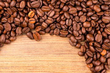 The toasted fragrant grain . Coffee beans texture.