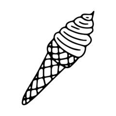 Ice cream in doodle style. Isolated vector.