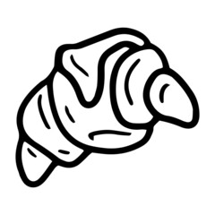 Croissant in doodle style. Isolated clip art.