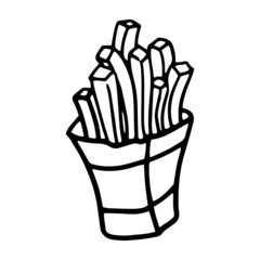 French fries potato in doodle style. Isolated vector.