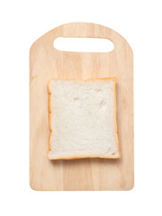 Slices toast bread on cutting board on white background