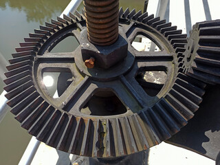 The valve opens the gate of the dam.