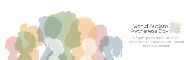World Autism Awareness Day banner. Card with place for text.