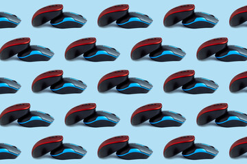 Red and black computer mice. Seamless repeating pattern.