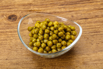 Marinated green pea in the bowl