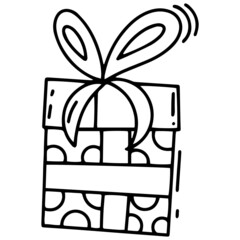 a gift box hand-drawn on a white background for banner design. Vector illustration design. Background drawing by hand.