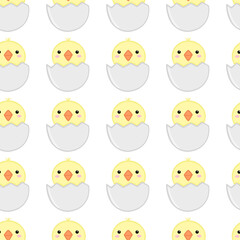 Cute chick Pattern. Cartoon animal background for kids, textile, pattern fabric, wallpaper.