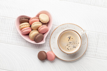 Homemade macaroons and coffee
