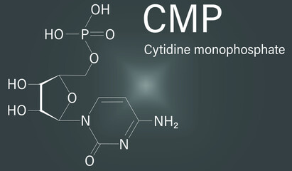 Cytidine monophosphate or CMP, cytidylate, RNA building block molecule. Skeletal formula.