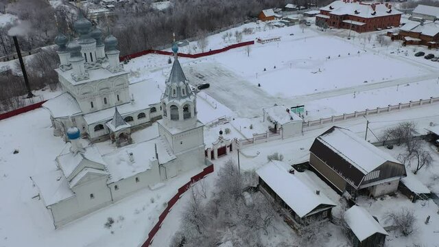 Aerial view of the Resurrection Monastery in the city of Murom. Russia
