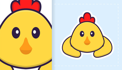 Cute vector chicken. Can be used for stickers, patches, textiles, paper. Vector illustration