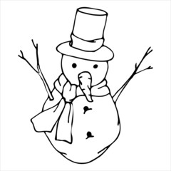 Silhouette of a snowman. Vector (2)