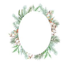 Watercolor Christmas floral frame