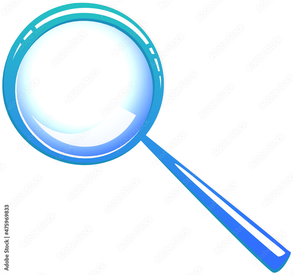 Poster magnifying glass isolated on white background. optical device designed to visually enlarge images, o