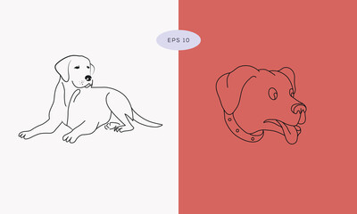 Minimal Creative logo of Dog and Abstract Dog icon logo vector