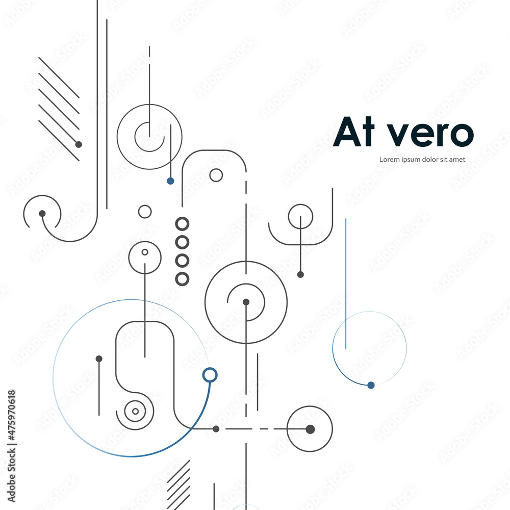 Poster Abstract background with curved lines. Lines modern style with dots and circles. Vector design concept